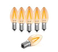 DoRight E14 LED Veilleuse Ampoule 1W, C7 Vintage Ambre Super Chaud Blanc 2200K, SES Petite Edison Spirale Bougie Ampoule, Lampe au Sel pour Lampe de Table de Chambre à Coucher, non Dimmable, Lot de 6