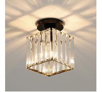 DORLINK Plafonnier Moderne en Cristal - Carré Design - Douille E27 Max 40W - Lustre Plafond pour Chambre Couloir - Sans Ampoule