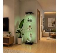 Dormely Vitrine LED en Verre, Armoire de Collection Moderne à 3 Couches avec 1 Porte, Meuble Vitrine Verre pour Chambre, Salon, Bureau,Salle à Manger, 42x36x125cm
