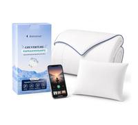 DORMEUR Kit Sommeil Rafraîchissant 3-en-1 - Couverture Rafraîchissante 220x220 cm + Taie d'Oreiller Rafraîchissante + Audio Hypnose Sommeil, Tissu Nylon Spandex Haute Performance, Légère et Respirante
