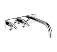 Dornbracht fixation murale pour lavabo Tara chromé, bec verseur à droite, saillie 190mm, poignée en croix