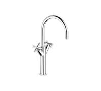 Dornbracht lavabo Tara . 2253389200 chromé, poignées croisées, pied surélevé, 2 ferrures de poignée
