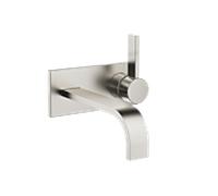 Dornbracht MEM Mitigeur monocommandé mural pour lavabos avec plaques de recouvrement, sans vidage, saillie 207mm, 36864782-06, Couleur: Platine Mat