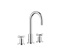 Dornbracht mitigeur de lavabo Tara . 2071089200 chromé , projection 135mm, poignées transversales, 3 robinet de trou