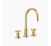 Dornbracht Tara . Robinet à trois trous 20713892-28 pour lavabo, avec garniture de vidage , saillie 165 mm, laiton brossé