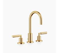Dornbracht TARA Mélangeur de lavabo à trois trous avec garniture d'écoulement, bec pivotant à 360°, saillie 135mm, 20710882-28, Couleur: Laiton brossé