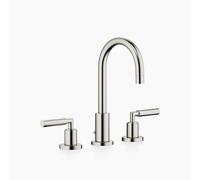 Dornbracht TARA Mélangeur de lavabo à trois trous avec garniture d'écoulement, bec pivotant à 360°, saillie 135mm, 20710882-06, Couleur: Platine Mat