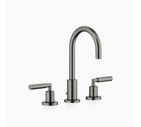 Dornbracht TARA Mélangeur de lavabo à trois trous avec garniture d'écoulement, bec pivotant à 360°, saillie 135mm, 20710882-99, Couleur: foncé Platine mat