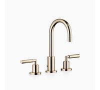 Dornbracht TARA Mélangeur de lavabo à trois trous avec garniture d'écoulement, bec pivotant à 360°, saillie 135mm, 20710882-47, Couleur: Champagne