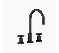 Dornbracht TARA Mélangeur de lavabo à trois trous avec garniture d'écoulement, bec pivotant à 360°, saillie 165mm, 20713892-33, Couleur: Noir Mat
