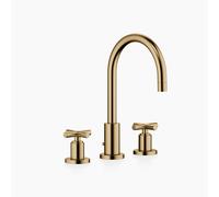 Dornbracht TARA Mélangeur de lavabo à trois trous avec garniture d'écoulement, bec pivotant à 360°, saillie 165mm, 20713892-39, Couleur: Dark Brass brossé