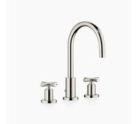 Dornbracht TARA Mélangeur de lavabo à trois trous avec garniture d'écoulement, bec pivotant à 360°, saillie 165mm, 20713892-08, Couleur: platine