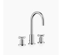 Dornbracht TARA Mélangeur de lavabo à trois trous avec garniture d'écoulement, saillie 135mm, 20710892-93, Couleur: Chrome brossé