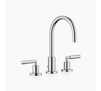 Dornbracht TARA Mélangeur de lavabo à trois trous avec garniture d'écoulement, saillie 165mm, 20713882-93, Couleur: Chrome brossé