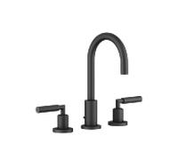 Dornbracht TARA Mélangeur de lavabo à trois trous avec garniture d'écoulement, bec pivotant à 360°, saillie 135mm, 20710882-33, Couleur: Noir Mat