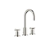 Dornbracht TARA Mélangeur de lavabo à trois trous avec garniture d'écoulement, saillie 135mm, 20710892-08, Couleur: platine