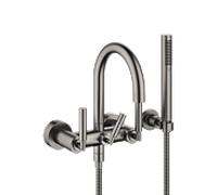 Dornbracht TARA Mitigeur de bain pour montage mural avec garniture de douche flexible, saillie 240mm, 25133882-99, Couleur: foncé Platine mat