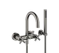 Dornbracht Tara . Mitigeur de bain à deux poignées 25133892-99 Poignées croisées, fixation murale, avec set, platine foncé mat