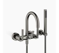 Dornbracht TARA Mitigeur de bain pour montage mural avec garniture de douche flexible, saillie 240mm, 25133882-99, Couleur: foncé Platine mat