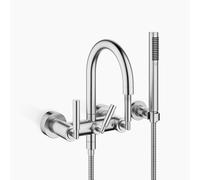 Dornbracht TARA Mitigeur de bain pour montage mural avec garniture de douche flexible, saillie 240mm, 25133882-93, Couleur: Chrome brossé