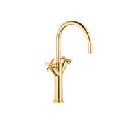 Dornbracht Tara . Robinet à deux poignées 22533892-28 pour lavabo, base surélevée, sans garniture de vidange , laiton brossé