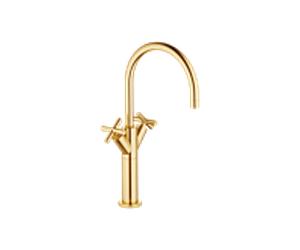 Dornbracht Tara . Robinet à deux poignées 22533892-28 pour lavabo, base surélevée, sans garniture de vidange , laiton brossé