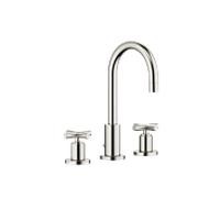 Dornbracht TARA Mélangeur de lavabo à trois trous avec garniture d'écoulement, saillie 135mm, 20710892-06, Couleur: Platine Mat