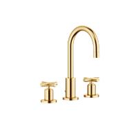 Dornbracht Tara . Robinet à trois trous 20710892-28 pour lavabo, avec garniture de vidage , saillie 135 mm, laiton brossé