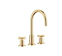 Dornbracht Tara. robinet trois trous 20713892-28 pour lavabo, avec garniture de vidage , saillie 165 mm, laiton brossé
