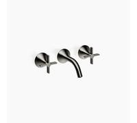Dornbracht VAIA Mélangeur mural pour lavabo sans vidage, poignée croisillon, saillie 125mm, 36702809-19, Couleur: Chrome foncé