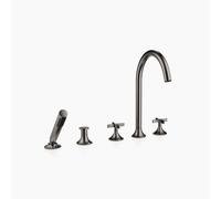 Dornbracht VAIA Mitigeur bain-douche à 5 trous, montage sur bord de baignoire, inverseur automatique, poignée croisillon, saillie 220mm, 27522809-99, Couleur: foncé Platine mat