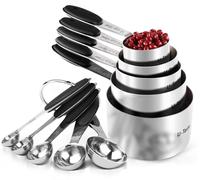Doseur gobelet cuillère - Inox - Empilable - 10 pièces - Noir