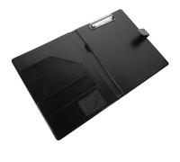 Dossier de Portefeuille de Bureau A4 en PU Noir Anneaux | Rangement à Intercalaires, Fente pour Carte, Clip Intégré, Pochette Interne, Support Stylo Flexible