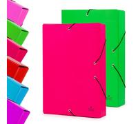 Dossier de rangement fluorescent, format A4, dimensions 34x23,5x5 cm, lot de 2