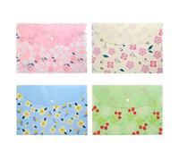 Dossier d'enveloppe, enveloppe en plastique 4 pièces avec motif floral, dossiers de documents A4 avec fermeture à pression pour document d'organisation