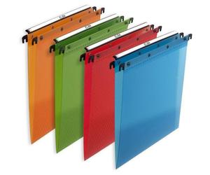 Dossier suspendu Polypro Design A4 PP 0,5mm fond en V ouvert sur le côté couleurs assorties