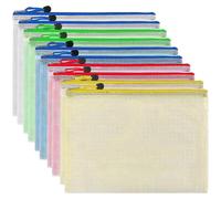 Dossiers A6 avec fermeture éclair, lot de 10 pièces, disponibles en 5 couleurs, design transparent