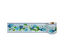Dostear Bordure de papier peint Fleurs Bleues Décoration murale amovible Frise Murale Papier Peint imperméable en PVC Plinthe Autocollant 10cm X 240cm