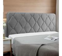 DOSYCOVUR Couvre-Tête De Lit en Velours Élastique Lavable Anti-Poussière Protection Complète pour Lit King Simple Double Chambre Moderne Coussins avec Attaches,Gris,200cm