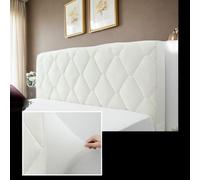 DOSYCOVUR Couvre-Tête De Lit en Velours Élastique Lavable Anti-Poussière Protection Complète pour Lit King Simple Double Chambre Moderne Coussins avec Attaches,Blanc,140cm