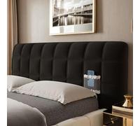 DOSYCOVUR Housse De Tête De Lit Moderne en Velours Lavable pour Lit Simple King Size Double Protection Complète Épaisse Coussin Doux Anti-Poussière,Noir,150cm