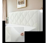 DOSYCOVUR Housse Tête De Lit Extensible Velours Doux Protection Poussière Complète Coussin Tête De Lit Simple Double King,Blanc,140cm