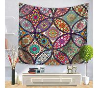 DOTBUY Mandala Tapisserie Tentures Murales, Mandala Bohemian Hippie Hanging Pattern Indian Psychedelic Tapisserie Tentures Murales (Grand (150 x 200cm), Monde de la Couleur)