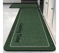 DOTBUY-SHOP Classique Tapis Cuisine Devant Evier, Couleur Unie Tapis de Cuisine Absorbant Diatomite, Rug Séchage Rapide Antidérapant, Mat de Sol Résistants aux Taches Lavable (Vert,50x120cm)