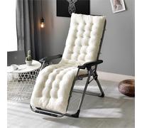 DOTBUY-SHOP Coussin Chaise Longue, Sherpa Coussins pour Bains de Soleil avec Sangles, Coussin Bain de Soleil Confortable et Doux, Matelas Transat pour Jardin, Terrasse, Balcon (Blanc,160x50cm)