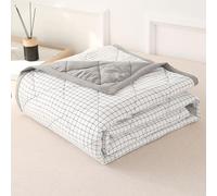 DOTBUY-SHOP Couvre Lit Matelassé, Chèque Couvre-Lit Couverture de Lit pour Toutes Les Saisons Jeté de Lit Dessus de Lit Courtepointe Réversible Doux Couettes Parure de Lit (Blanc,150x200cm)