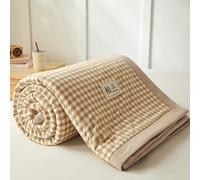 DOTBUY-SHOP Couvre Lit Matelassé, Couette Coton Couverture Climatisation Courtepointe d'Été, Courtepointe Doux Réversible Couettes Jeté de Lit pour Toutes Les Saisons (Kaki,150x200cm)