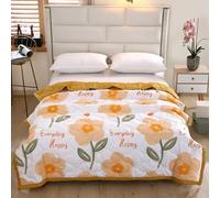 DOTBUY-SHOP Couvre Lit Matelassé, en Été Couvre-Lit Couverture de Lit pour Toutes Les Saisons Jeté de Lit Dessus de Lit Courtepointe Réversible Doux Couettes Parure de Lit (Orange,150x200cm)