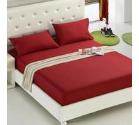 DOTBUY-SHOP Draps Housses 120x200 cm, Couleurs Unies Protege Matelas, Protege Matelas en Polyester Extra-Doux, Respirant et Lavable, Hauteur de Matelas Jusqu'à 30 cm (120x200cm,Bourgogne)