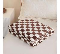 DOTBUY-SHOP Léger Couverture, Couvertures en Flanelle, Damier Couverture Polaire, Couverture Douce, Jeté de Canapé Convient (200x230cm,Carreaux Marron)